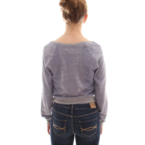 NWT Marilyn Monroe Cropped Knit Top Lavender with Textured Embellishment Medium - Picture 4 of 5